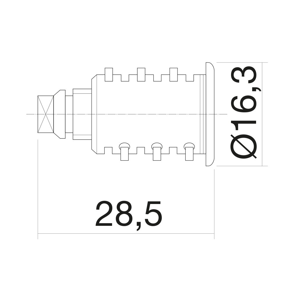 Zylinder VCS18 Typ 0060 - gleich Serie 3000 - Schließung HUWIL 30XX